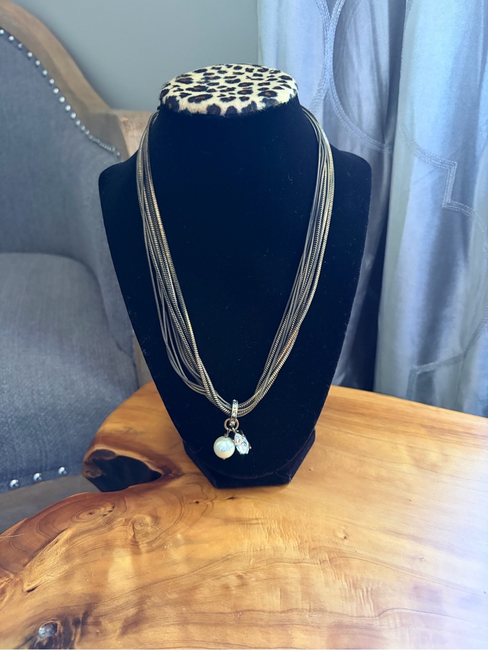 Silpada Gold-Tone Multi-Strand Necklace with Pearl and Crystal Charms